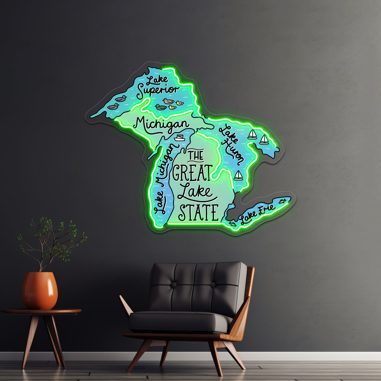 The Great Lake State Neon Sign Artwork For Led Signs For Business | Shineneon