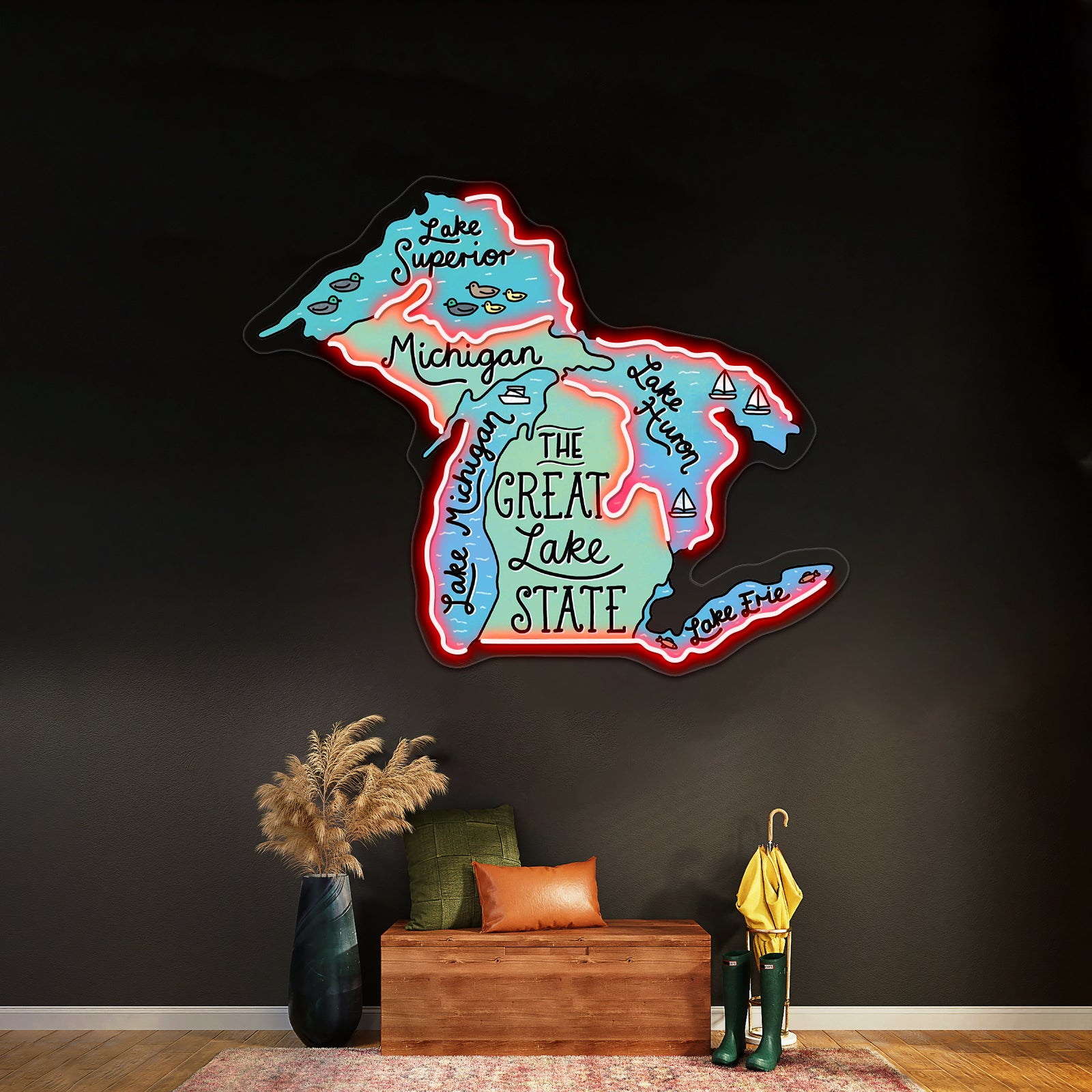 The Great Lake State Neon Sign Artwork For Led Signs For Business | Shineneon