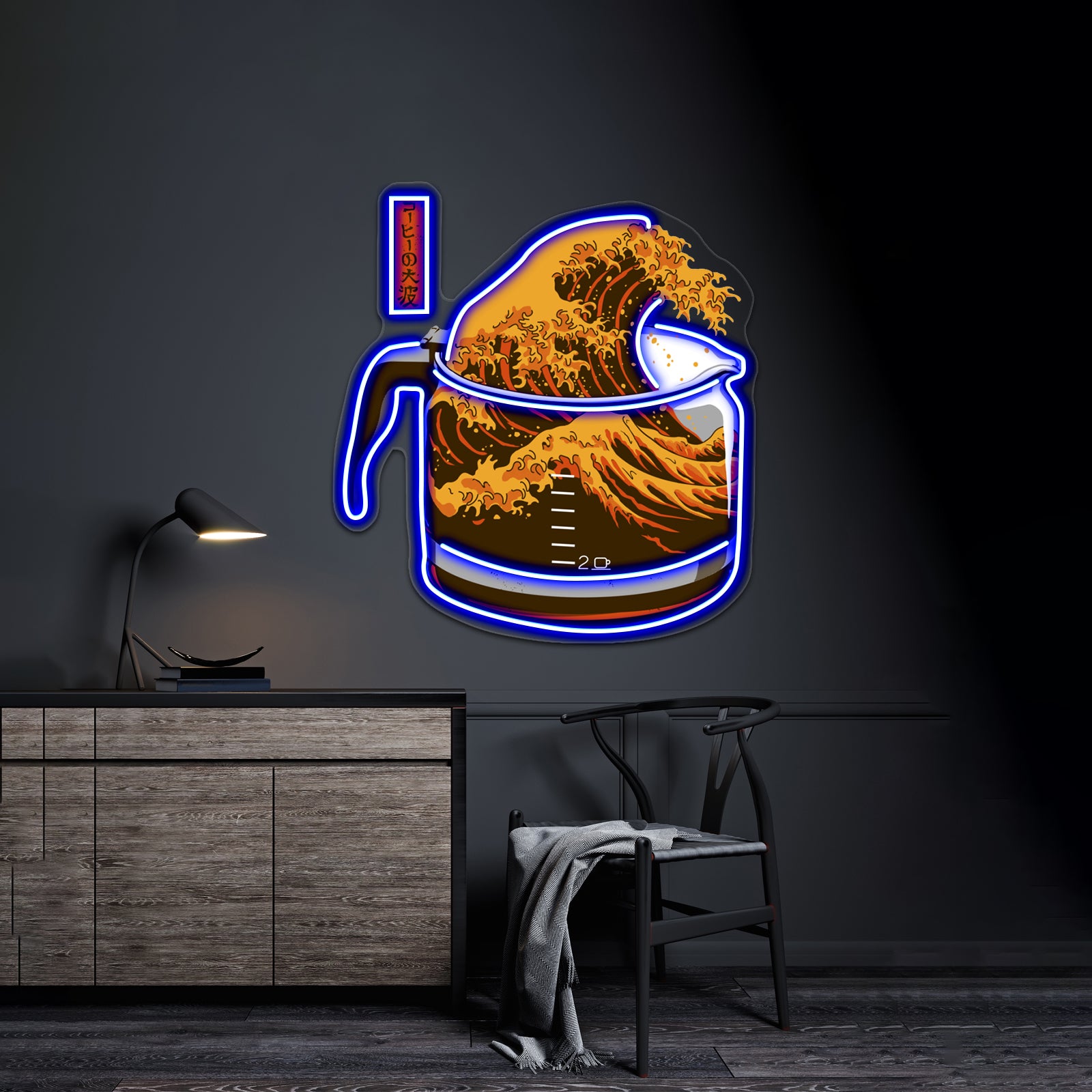 The Great Wave Of Caffeine Artwork Personalized Neon Signs | Shineneon