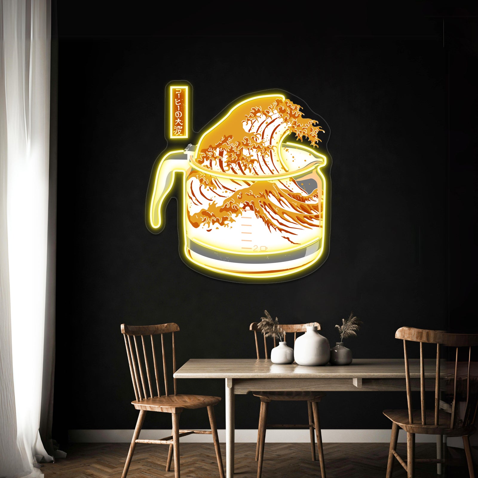 The Great Wave Of Coffee Artwork Personalized Neon Signs | Shineneon