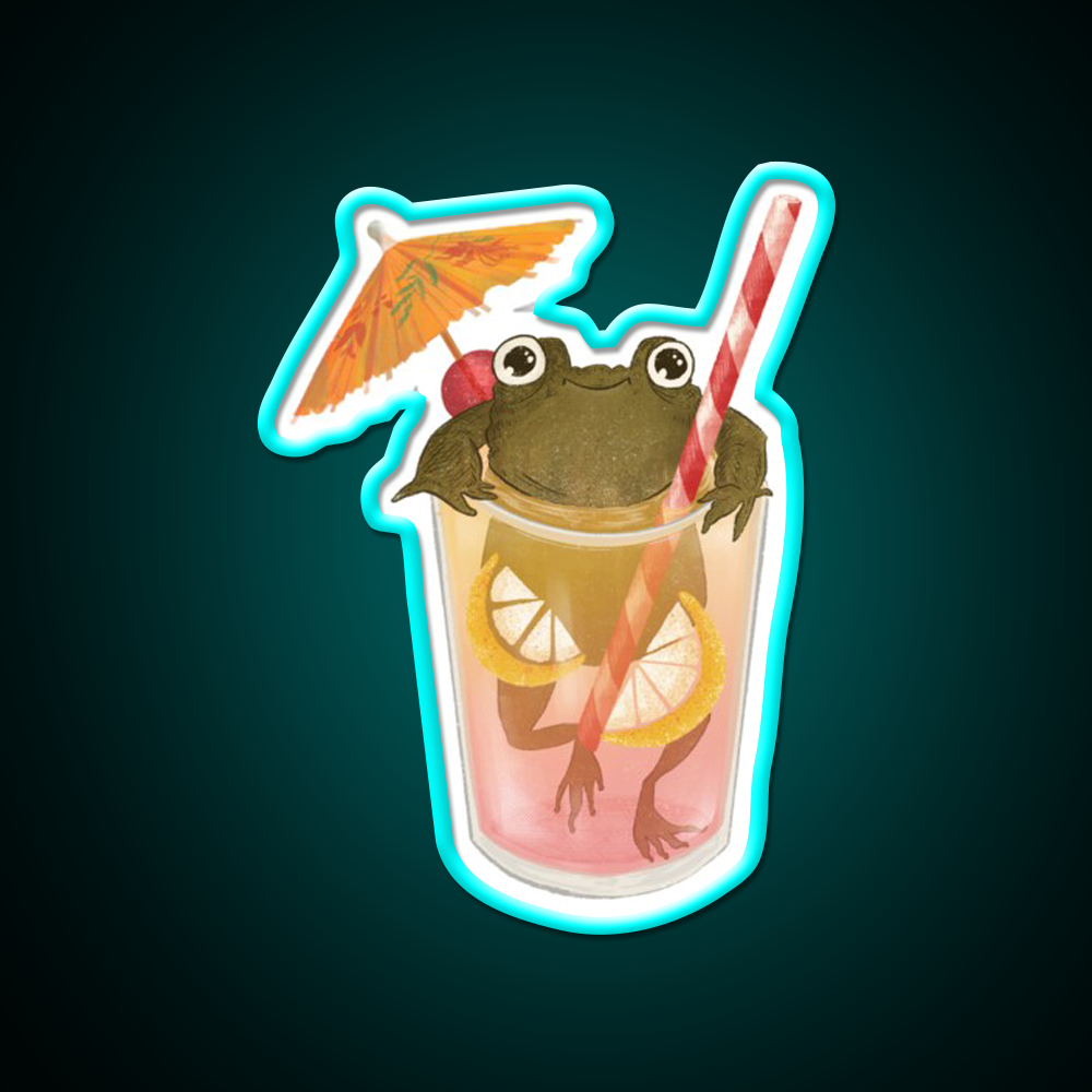 The Happy Frog In The Lemonade Cocktail Bar Decor Led Neon Sign Rgb Color - Size and dimension reference