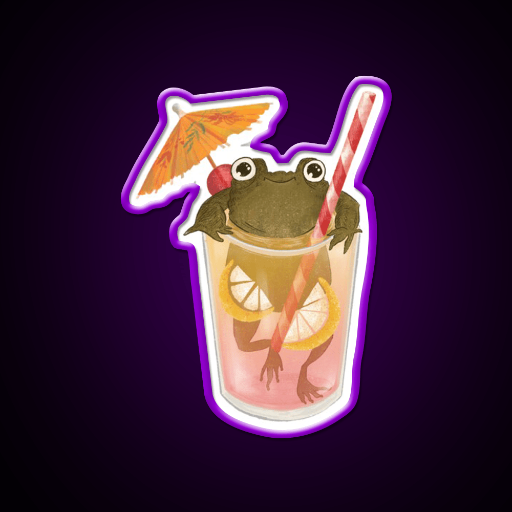 The Happy Frog In The Lemonade Cocktail Bar Decor Led Neon Sign Rgb Color - Shineneon