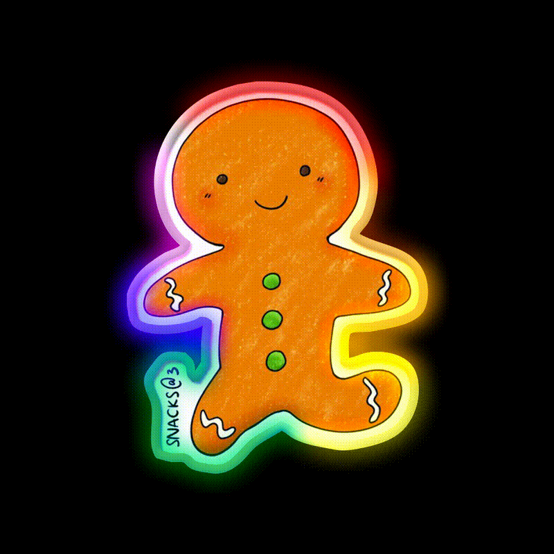 The Happy Gingerbread Man Snack Food Led Neon Sign Rgb Color - LED neon sign close-up detail