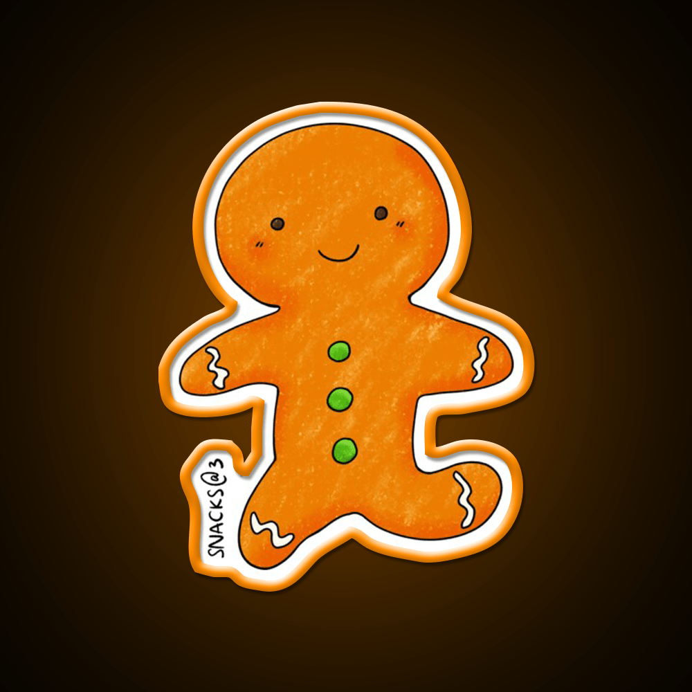 The Happy Gingerbread Man Snack Food Led Neon Sign Rgb Color - Shineneon