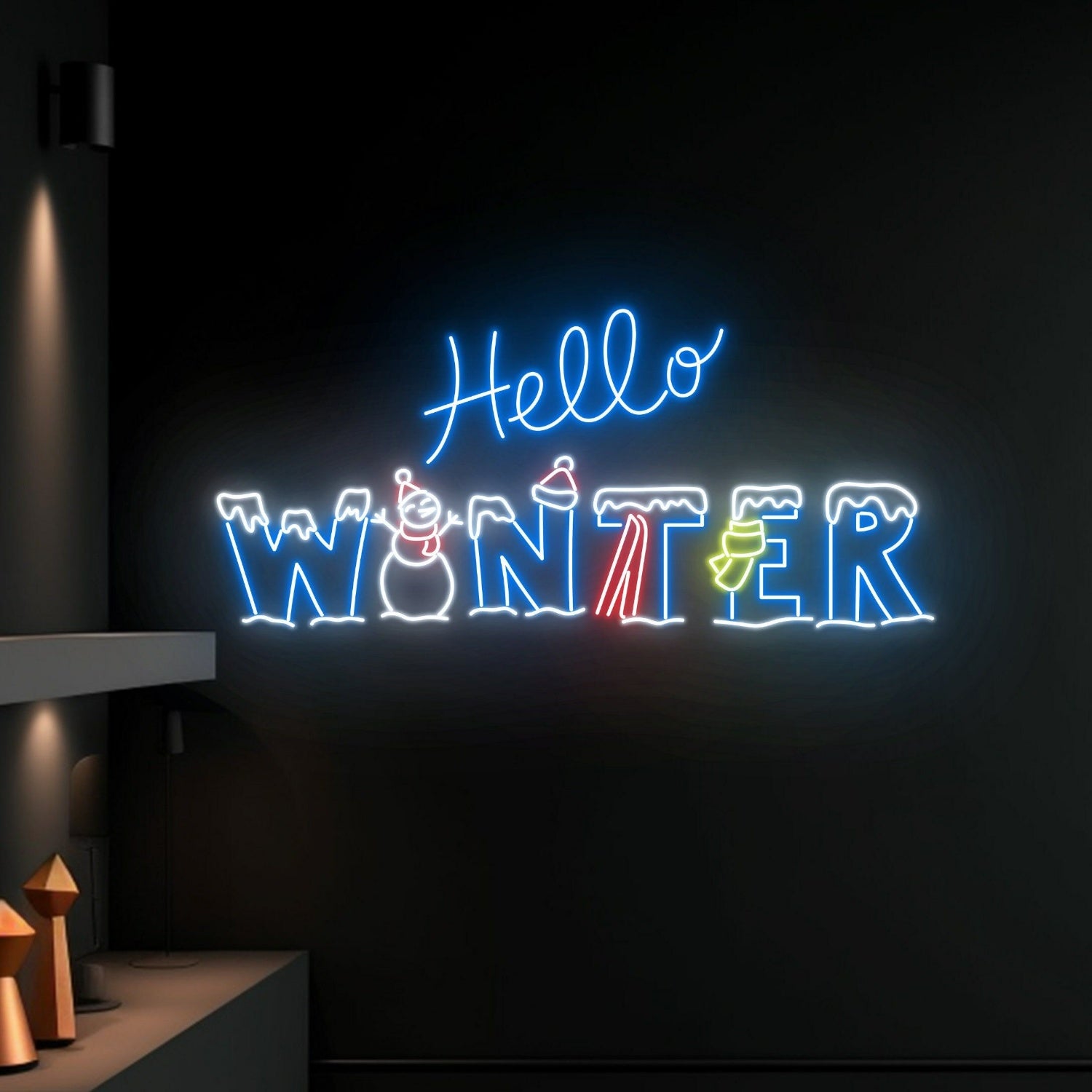 The Hello Winter Snowman Led Neon Sign Christmas Neon Decor | Shineneon