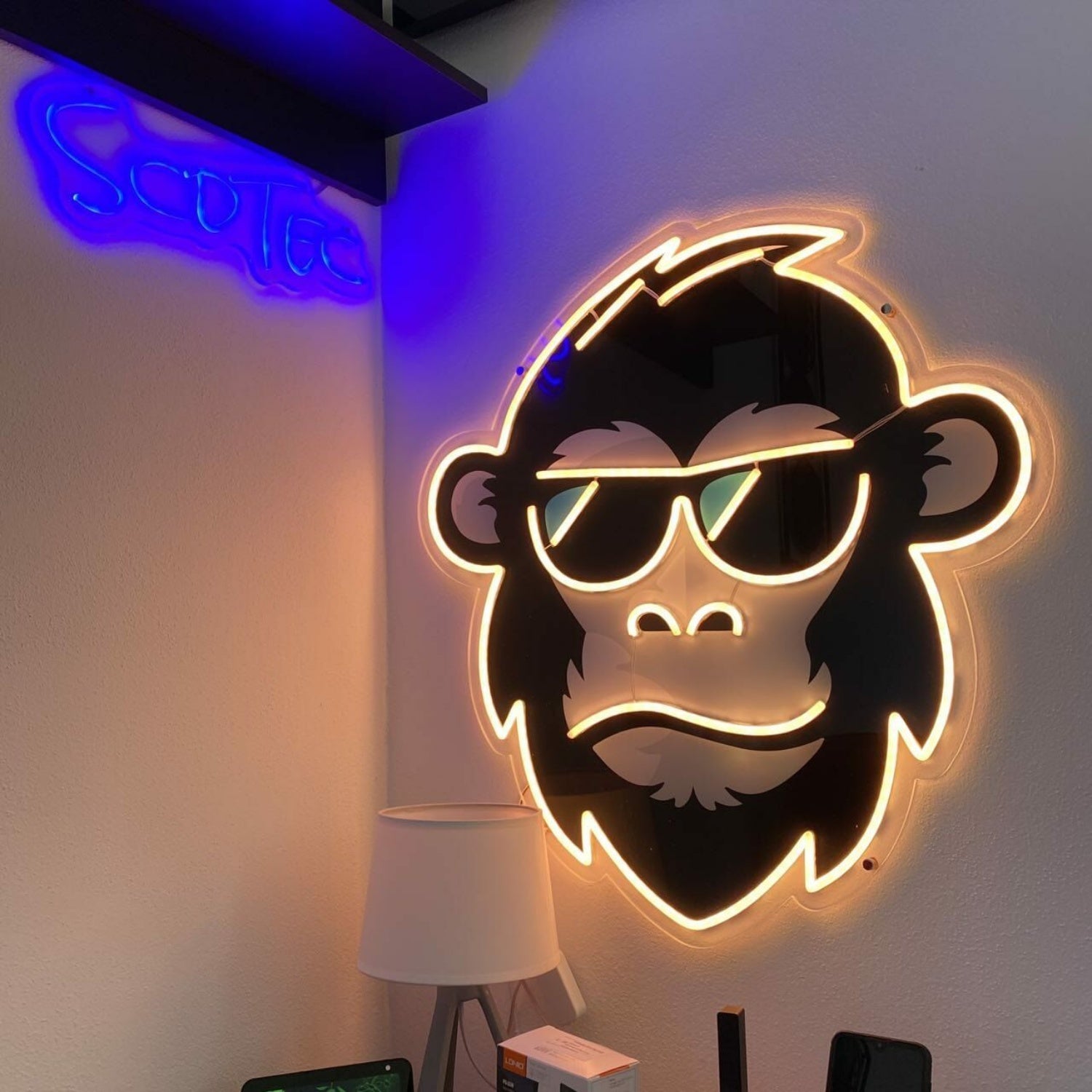 The Hip Monkey With Glasses Magic Led Uv Neon Sign | Shineneon