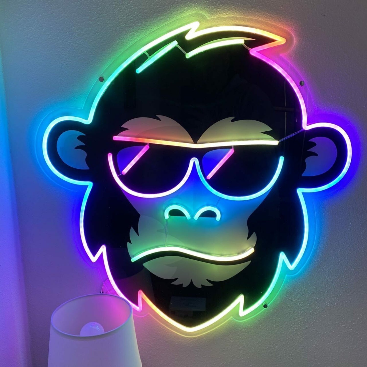 The Hip Monkey With Glasses Magic Led Uv Neon Sign | Shineneon