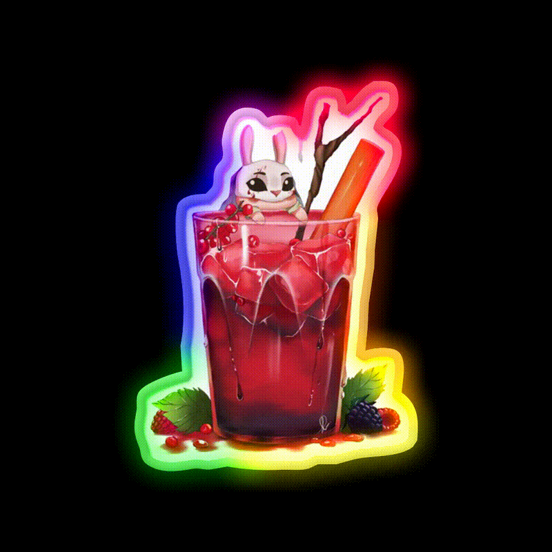 The Huntresss Wild Berries Drink Cocktail Bar Decor Led Neon Sign Rgb Color - LED neon sign close-up detail