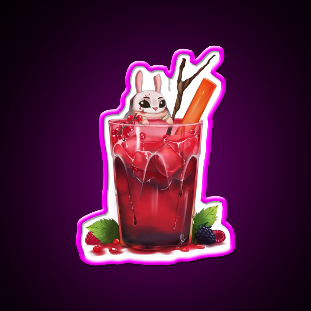 The Huntresss Wild Berries Drink Cocktail Bar Decor Led Neon Sign Rgb Color - Neon sign mounted on wall in room