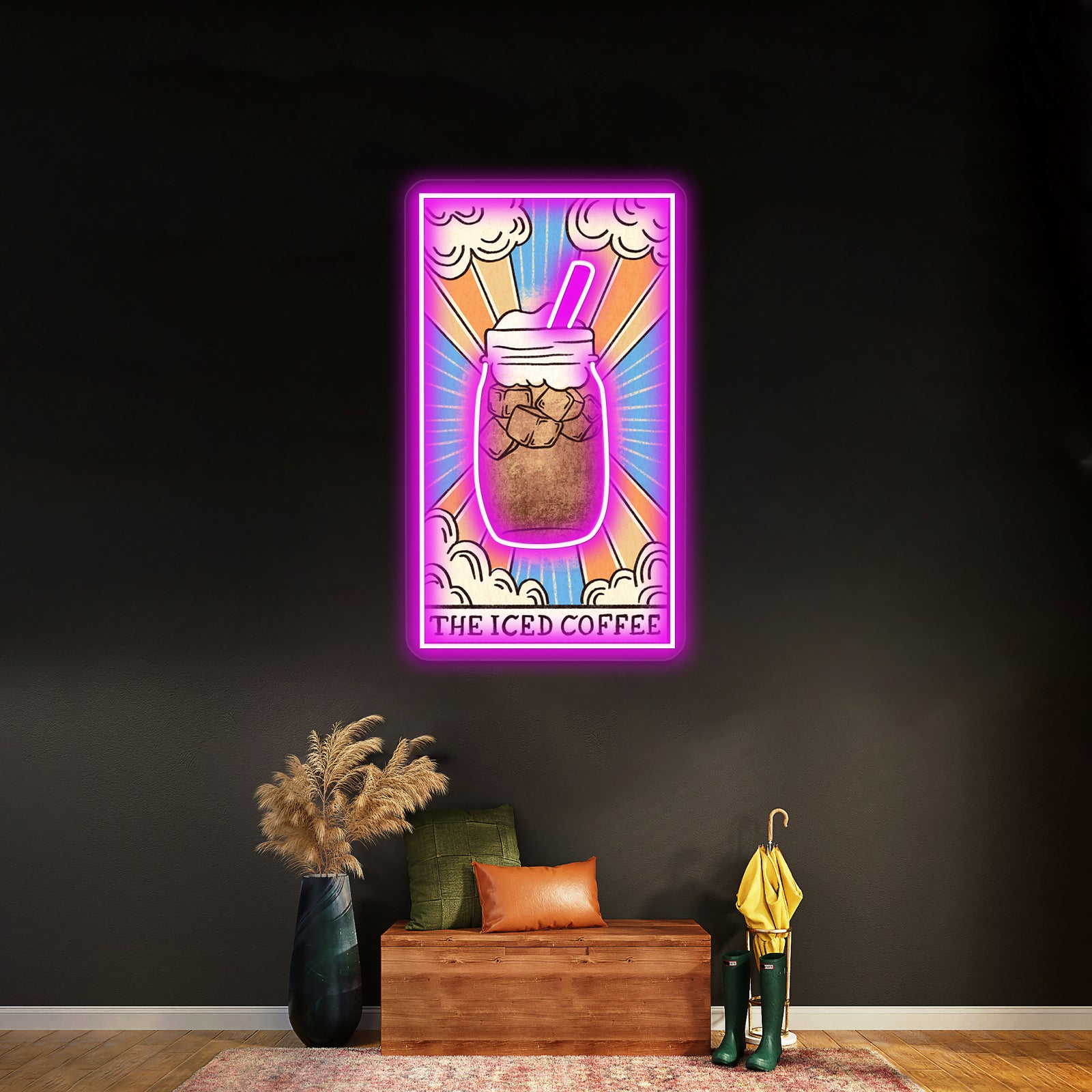 The Iced Coffee Tarot Card Neon Sign Artwork For Neon Signs For A Bar | Shineneon