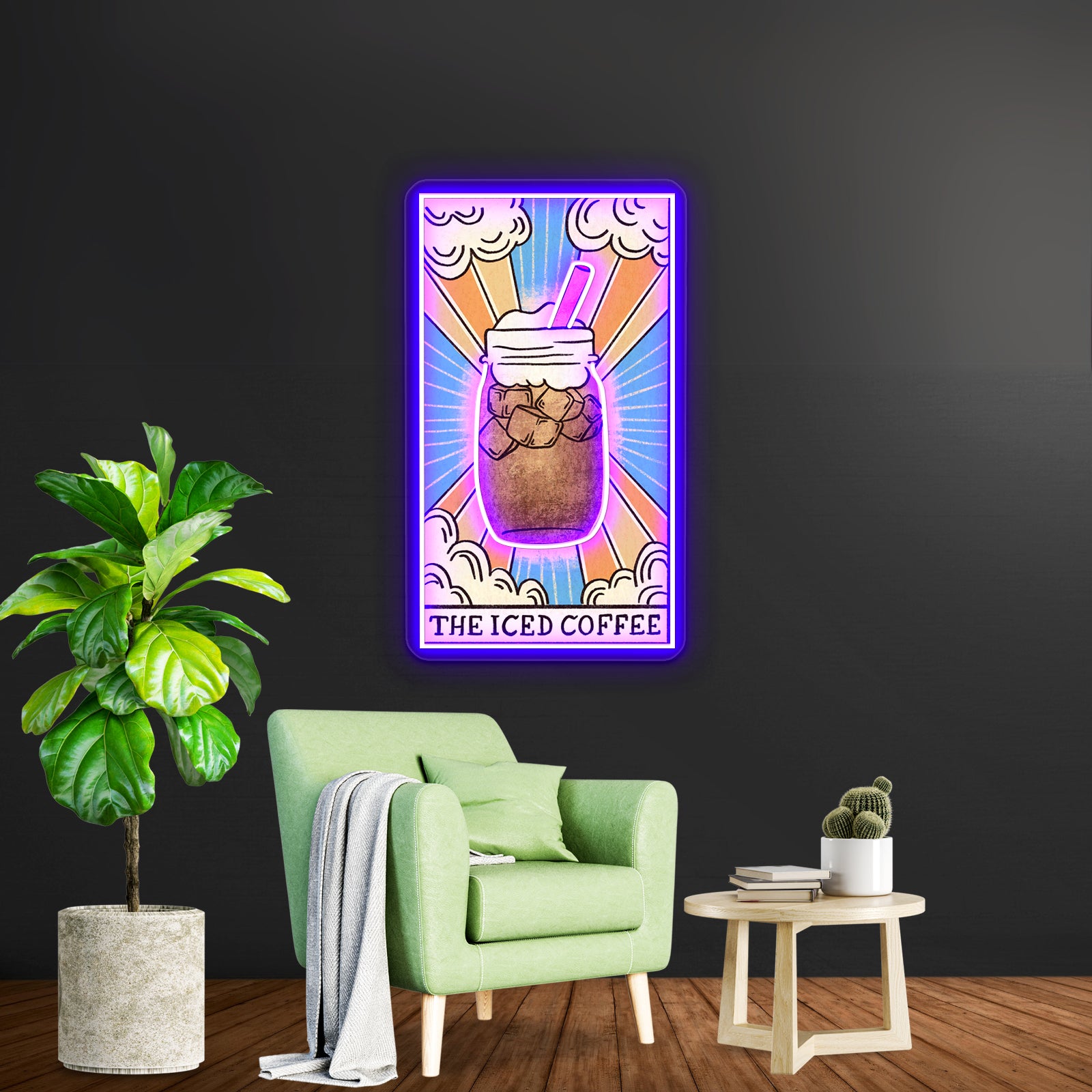 The Iced Coffee Tarot Card Neon Sign Artwork For Neon Signs For A Bar | Shineneon