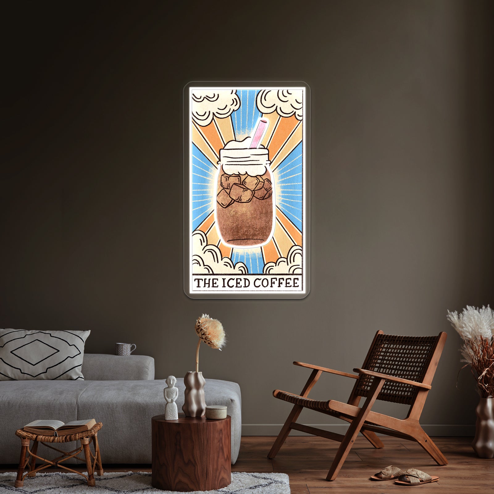 The Iced Coffee Tarot Card Neon Sign Artwork For Neon Signs For A Bar | Shineneon