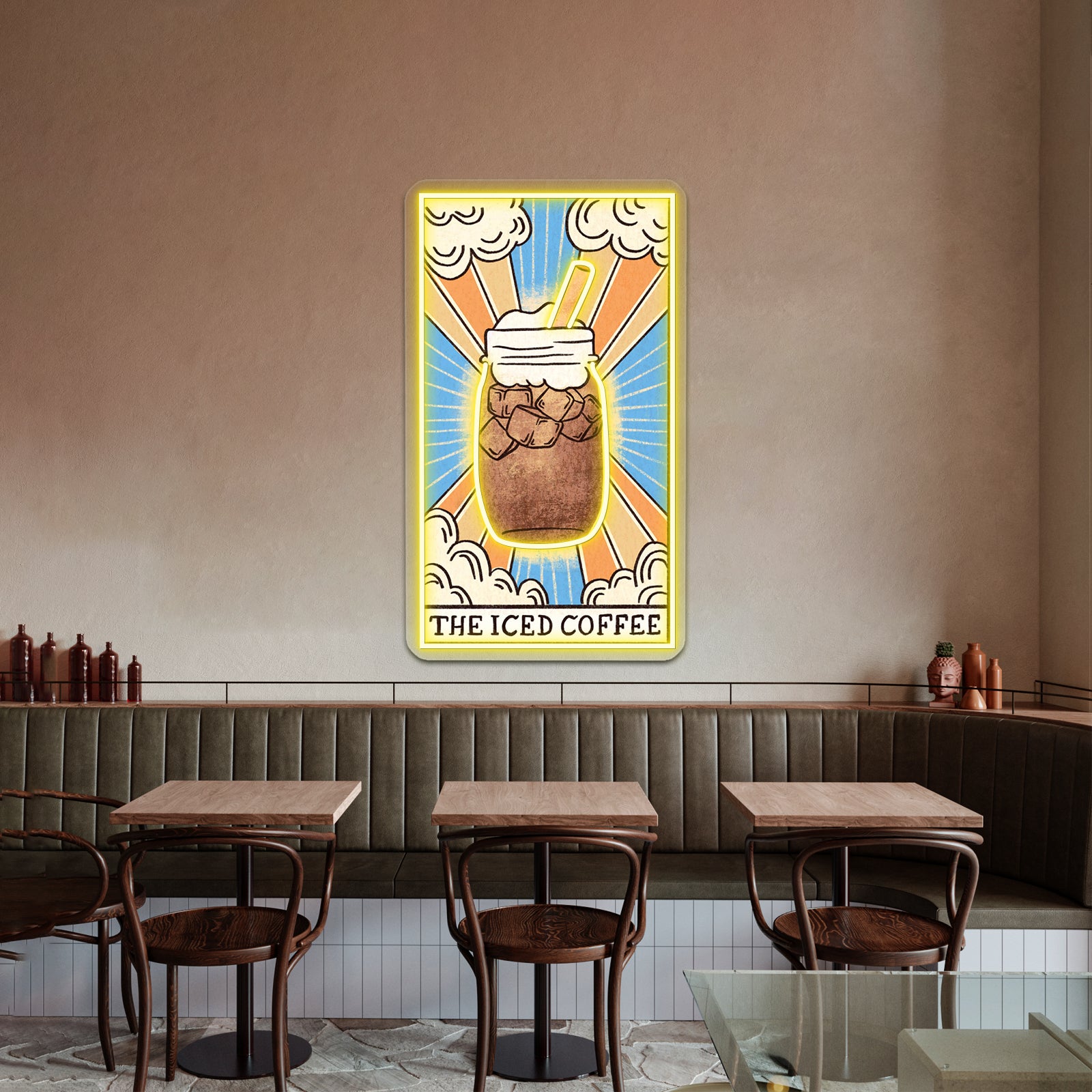 The Iced Coffee Tarot Card Neon Sign Artwork For Neon Signs For A Bar | Shineneon