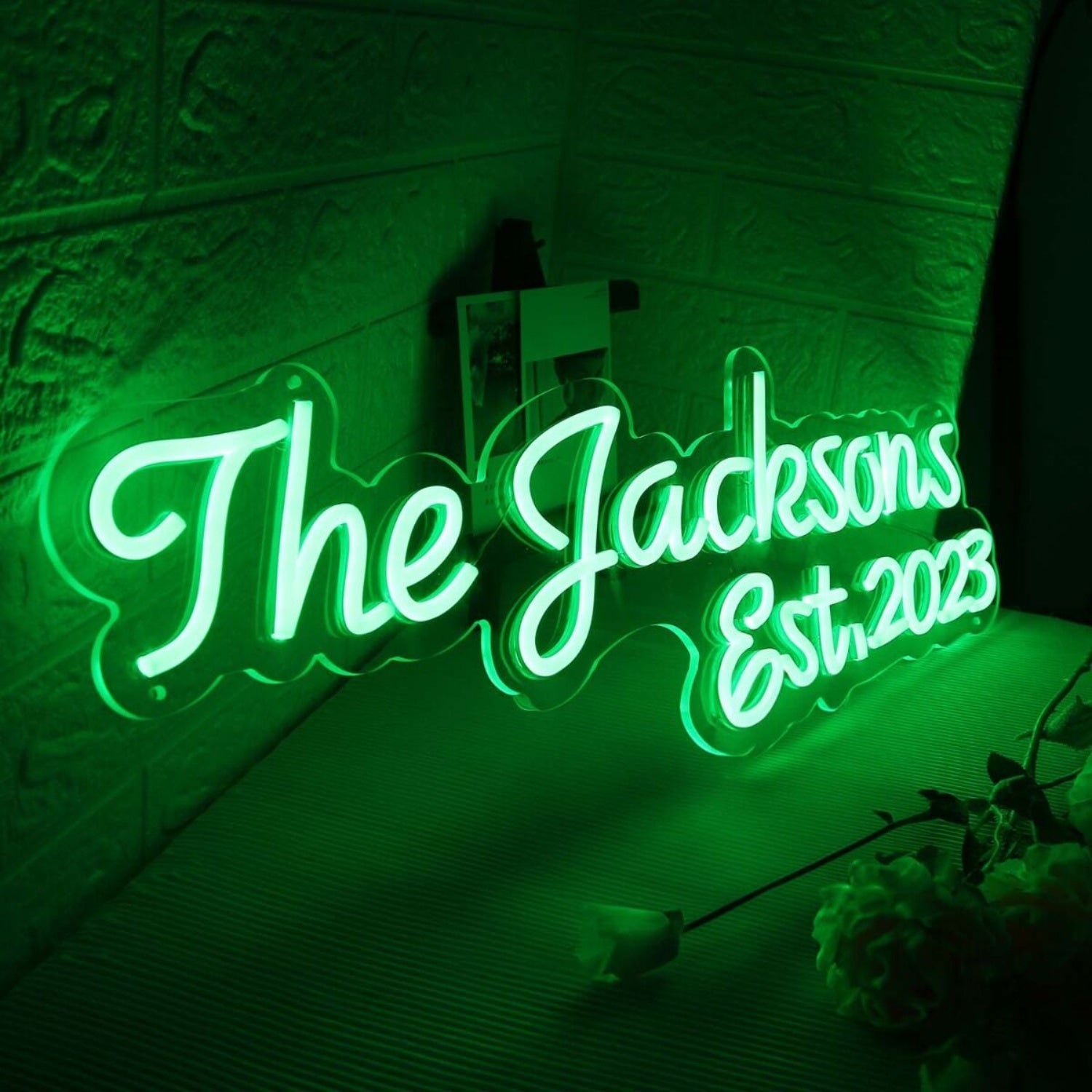 The Jacksons Est 2023 Green Led Neon Sign - Shineneon