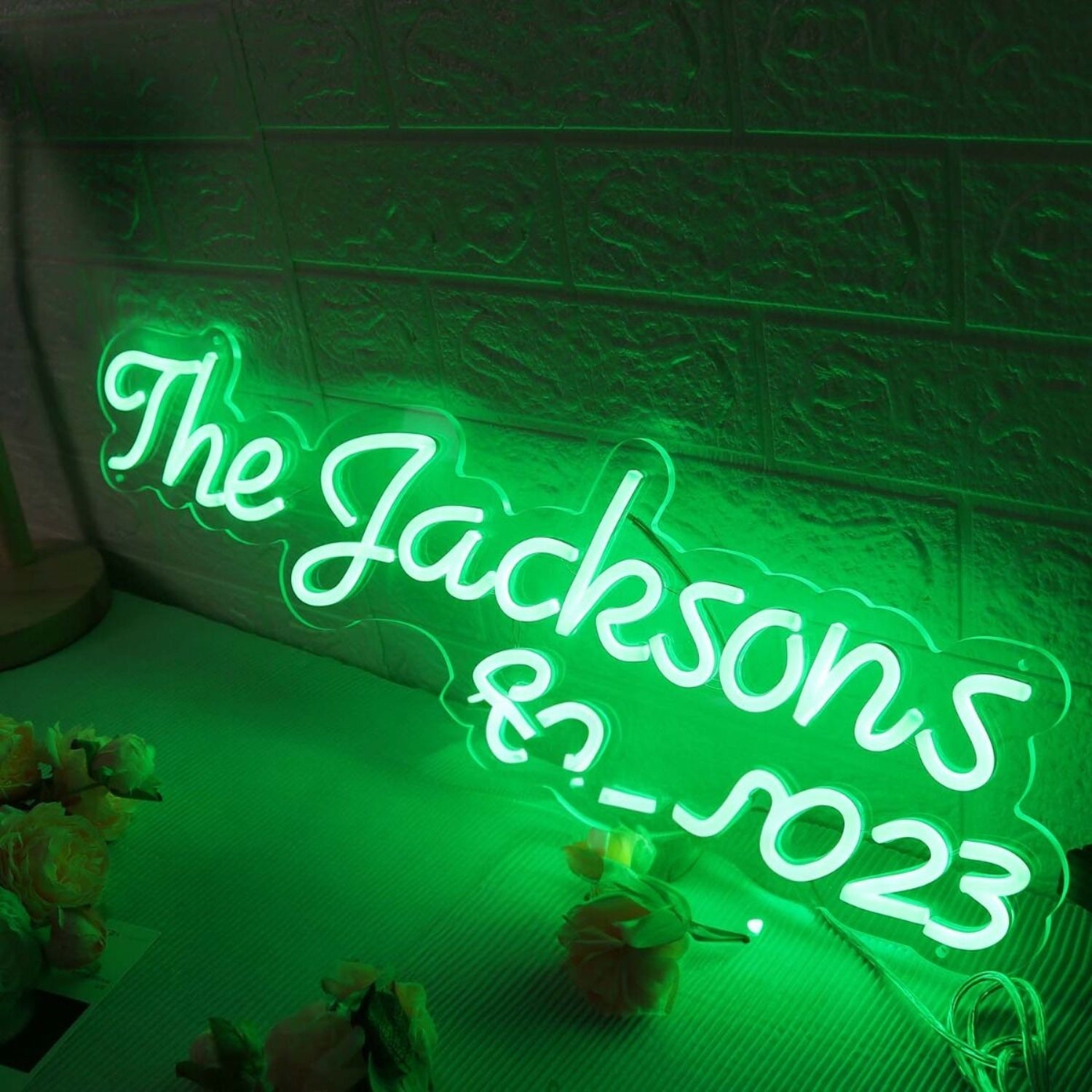 The Jacksons Est 2023 Green Led Neon Sign - Shineneon