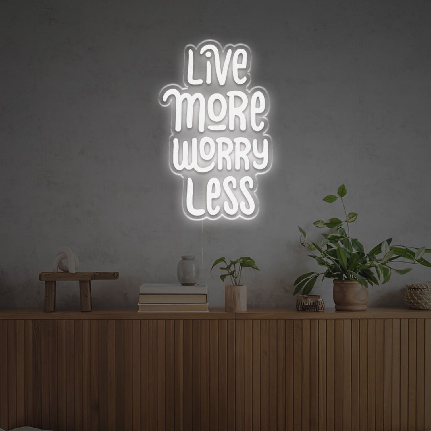 The Live More Worry Less Led Neon Sign | Shineneon