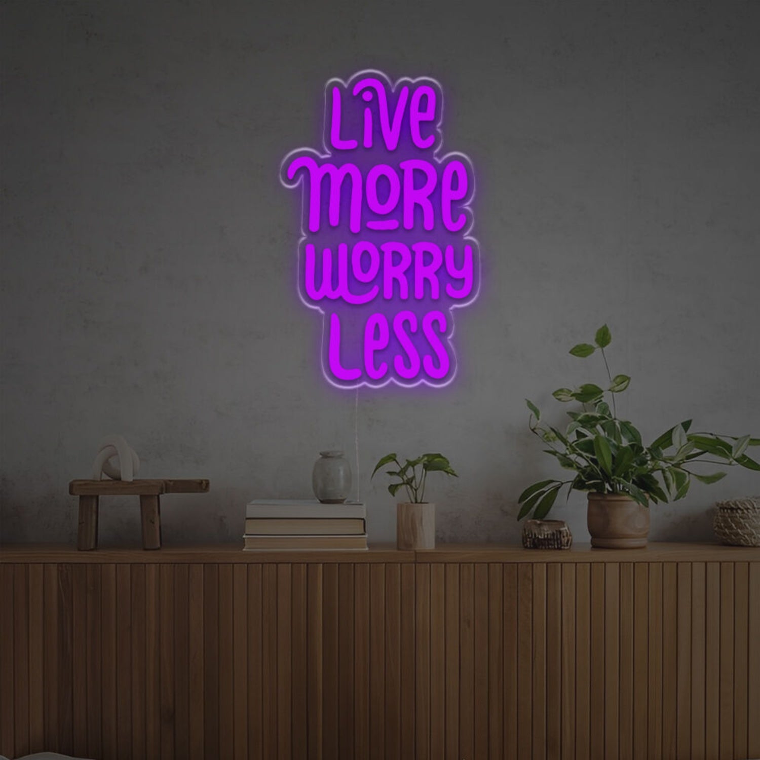 The Live More Worry Less Led Neon Sign | Shineneon