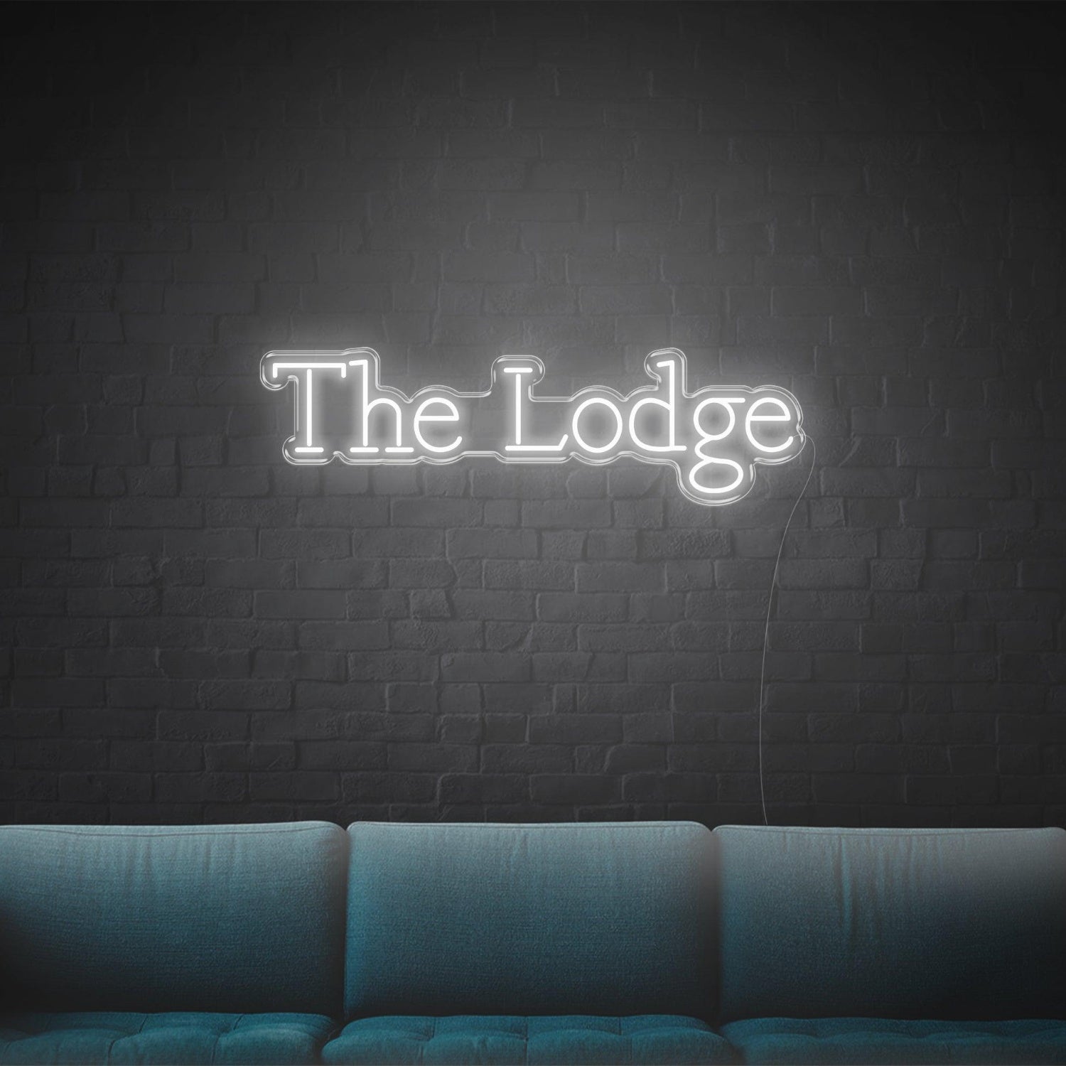 The Lodge Led Neon Sign White Script Wall Art For Rustic Indoor Decor | Shineneon