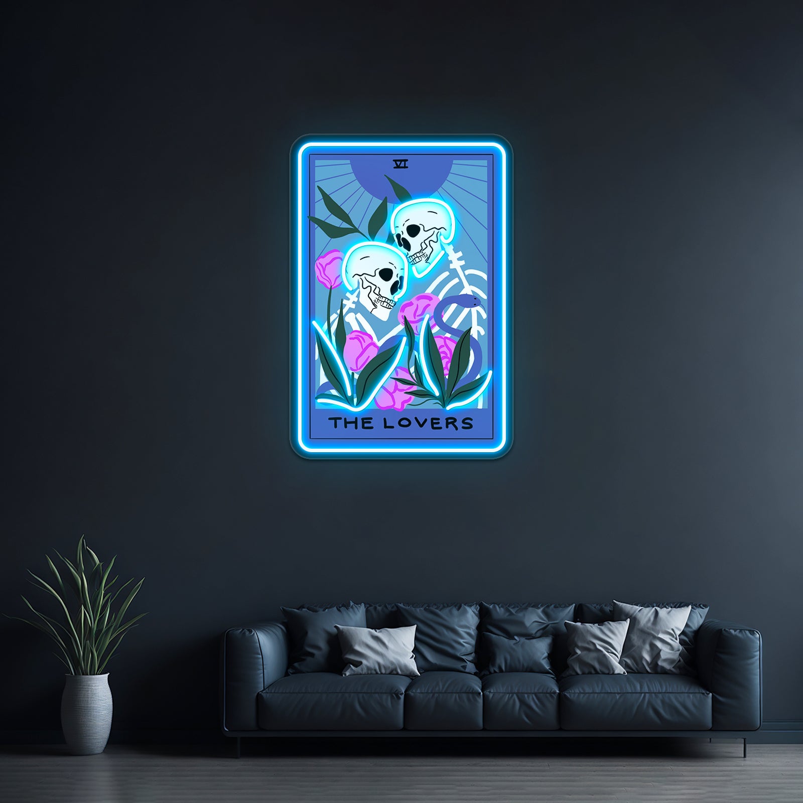 The Lovers Tarot Card Neon Sign Artwork For Pink Neon Sign | Shineneon