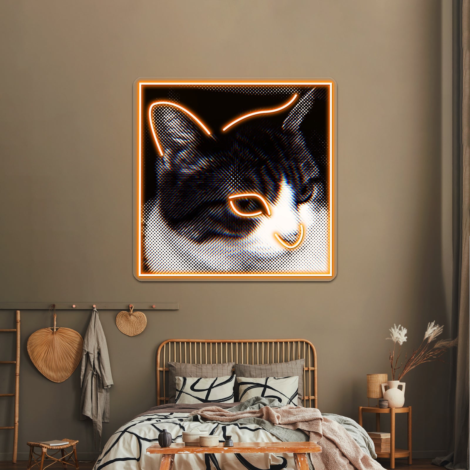 The Man Behind The Slaughter Cat Graphic Wall Artwork Neon Signs | Shineneon