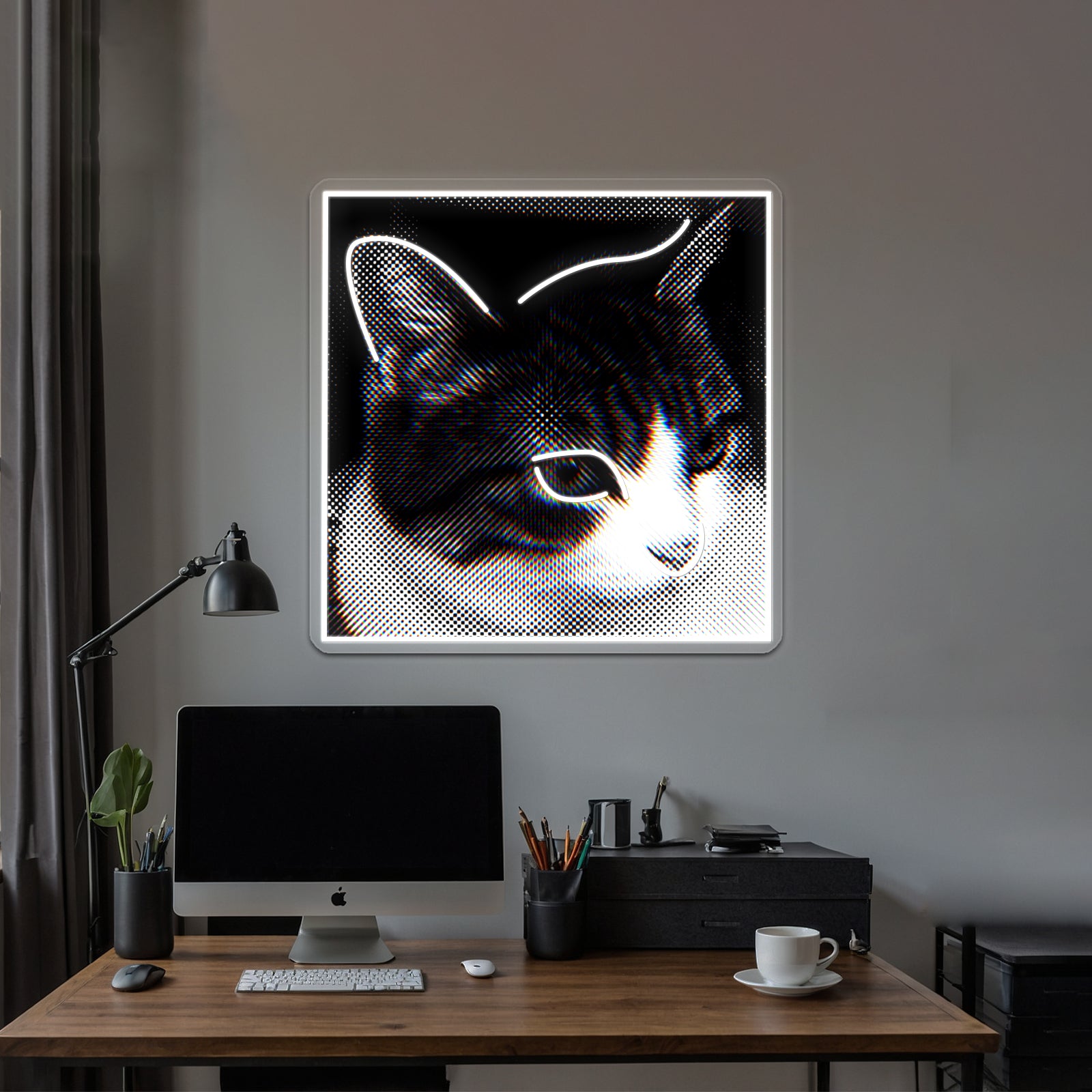 The Man Behind The Slaughter Cat Graphic Wall Artwork Neon Signs | Shineneon