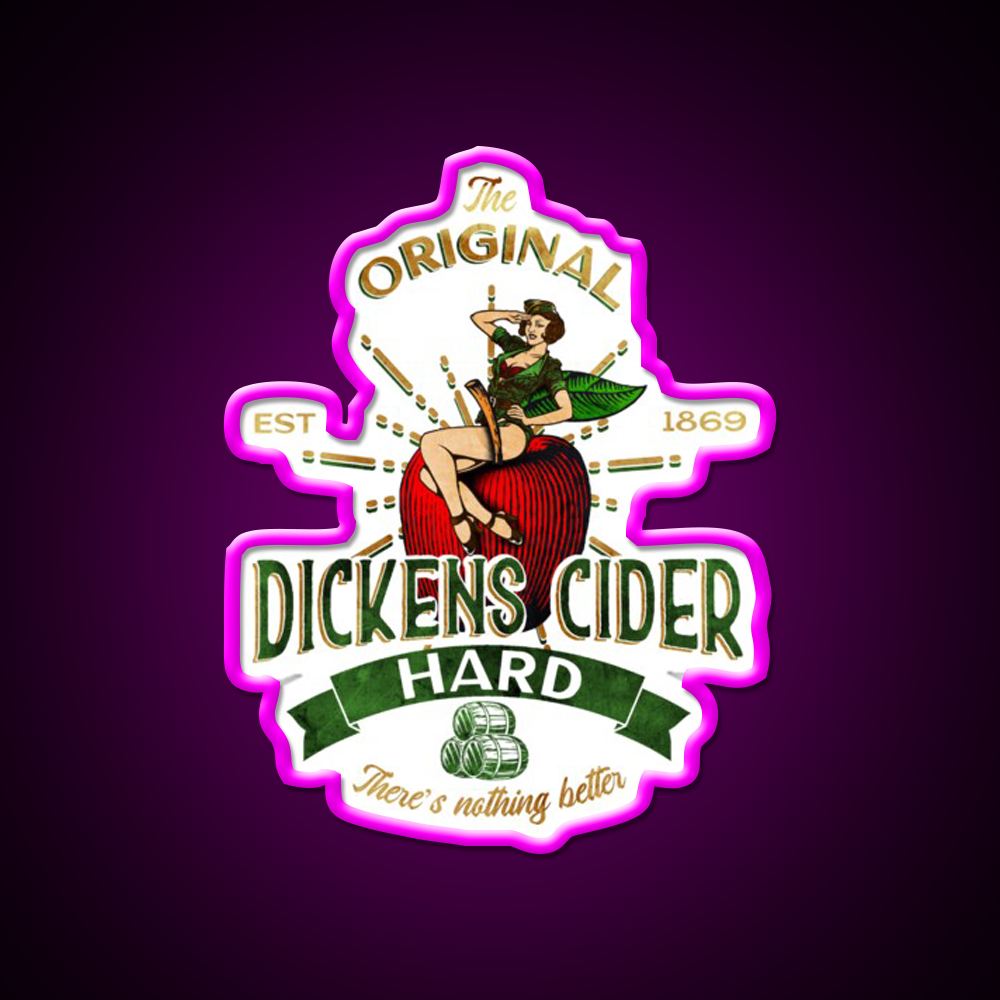 The Original Hard Dickens Cider Beer Bar Decor Led Neon Sign Rgb Color - Neon sign mounted on wall in room