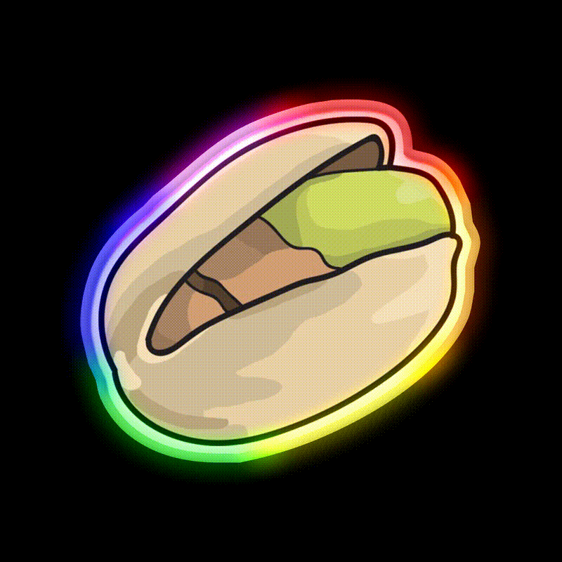 The Pistachio Snack Food Led Neon Sign Rgb Color - LED neon sign close-up detail