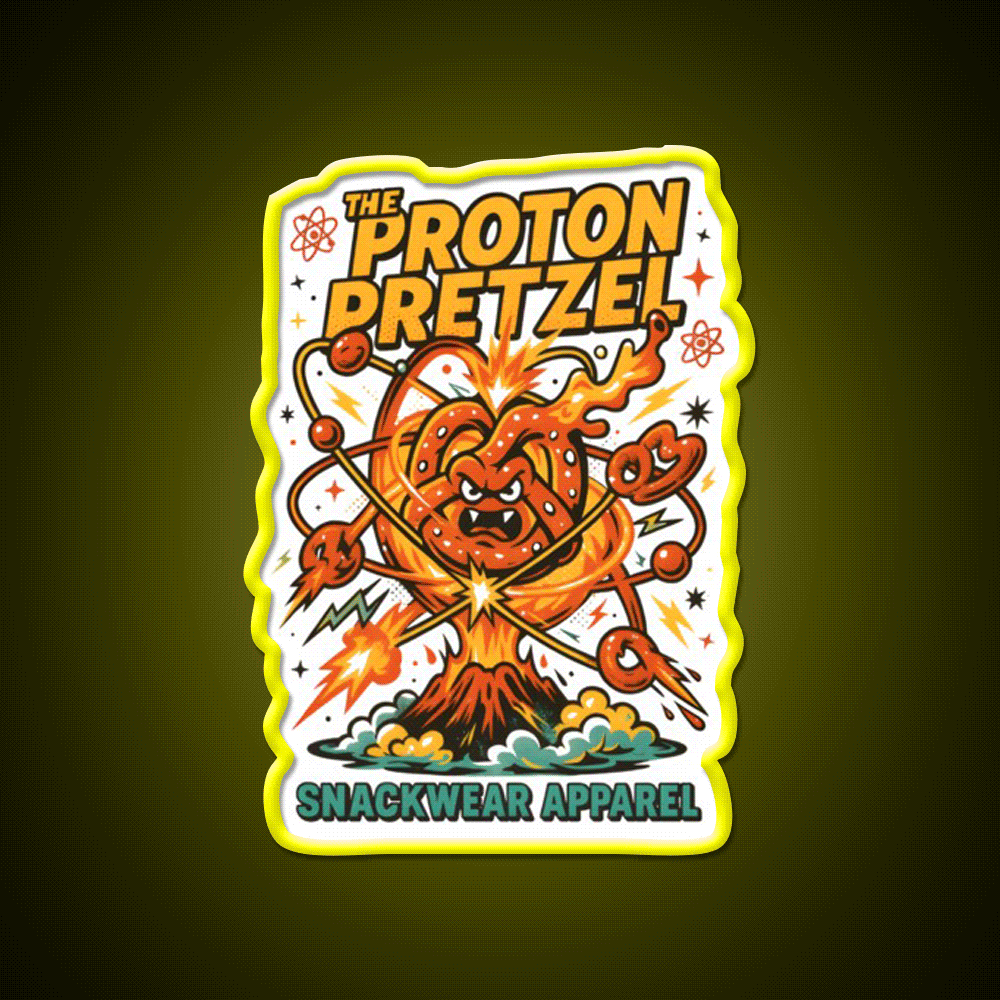 The Proton Pretzel Atomic Snack Meltdown Snack Food Led Neon Sign Rgb Color - Custom LED neon sign front view