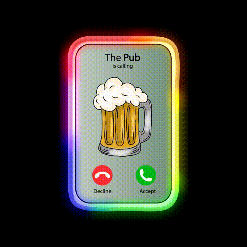 The Pub Calling Decline Or Accept Man Cave Bar Led Neon Sign Rgb Color