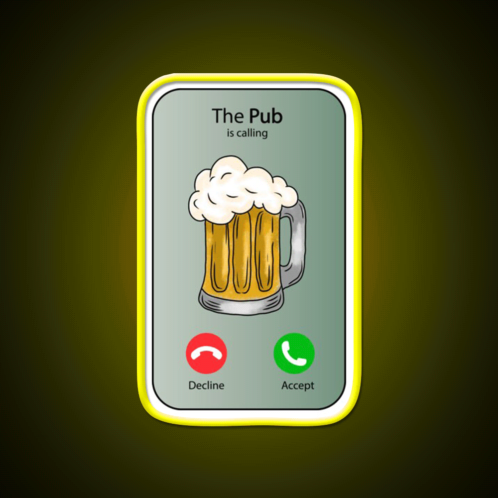 The Pub Calling Decline Or Accept Man Cave Bar Led Neon Sign Rgb Color