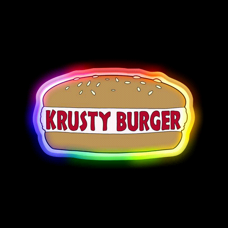 The Simpsons Krusty Burger Fast Food Led Neon Sign For Burger Place Rgb Color - LED neon sign close-up detail
