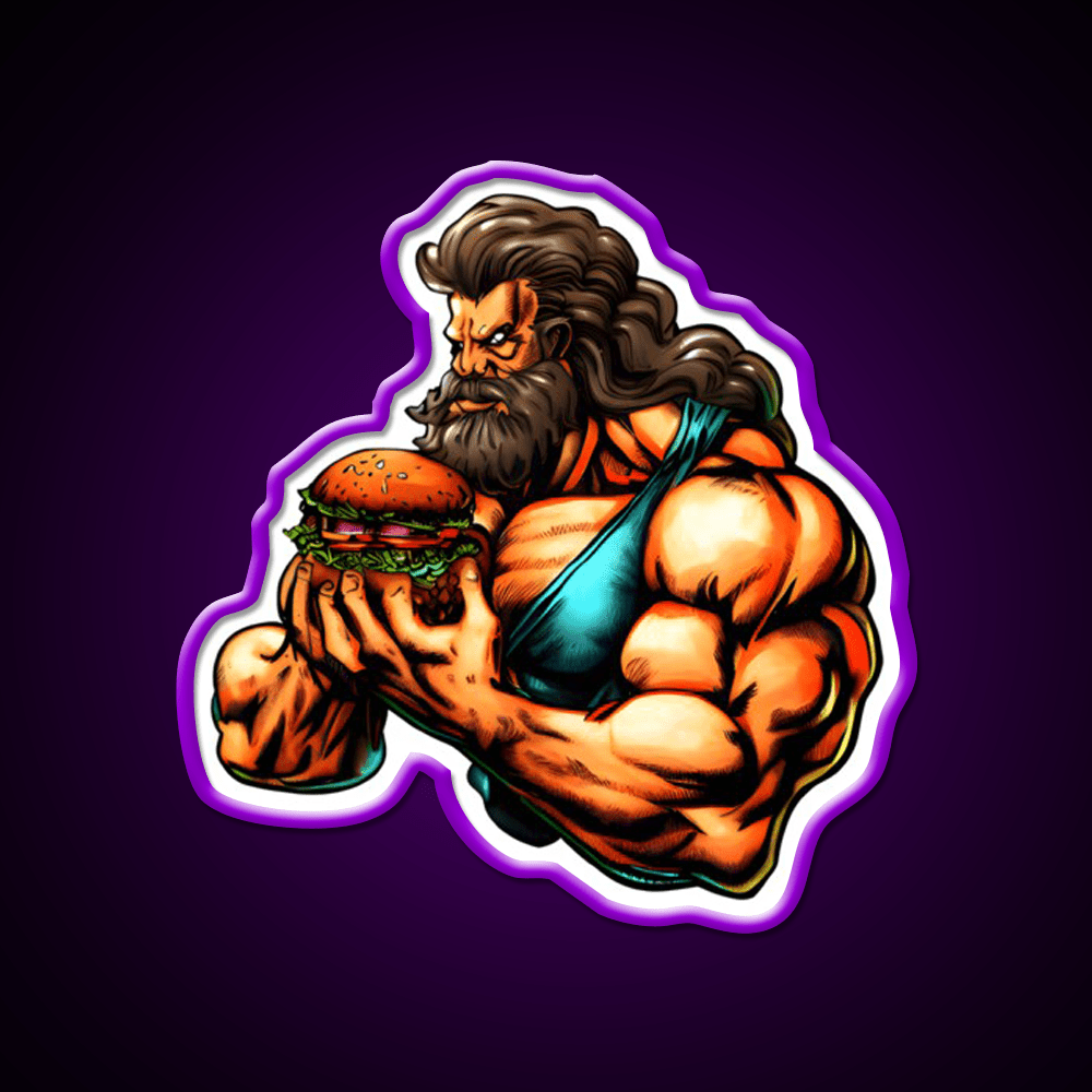 The Strongman Burger Fast Food Led Neon Sign For Burger Place Rgb Color - Shineneon