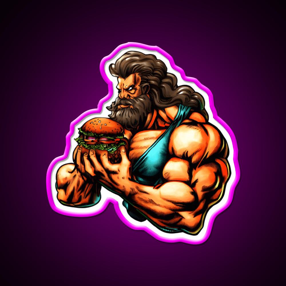 The Strongman Burger Fast Food Led Neon Sign For Burger Place Rgb Color - Shineneon