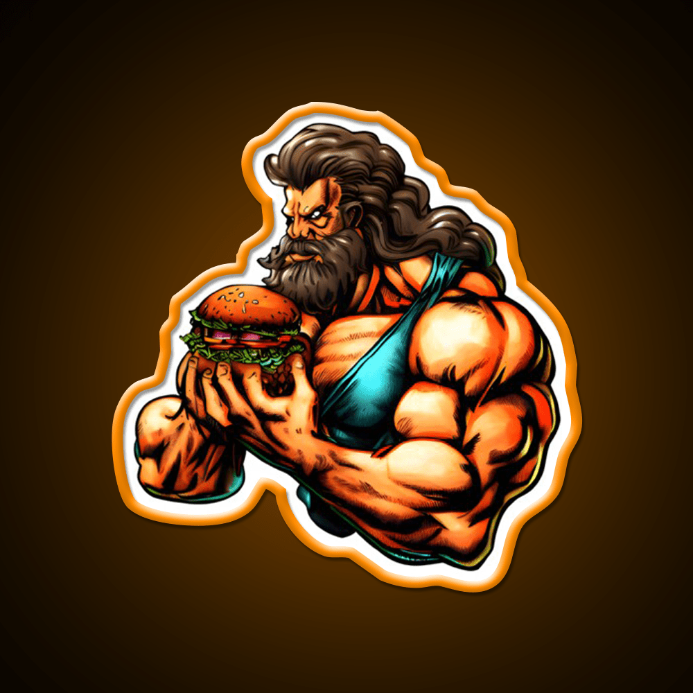 The Strongman Burger Fast Food Led Neon Sign For Burger Place Rgb Color - Shineneon