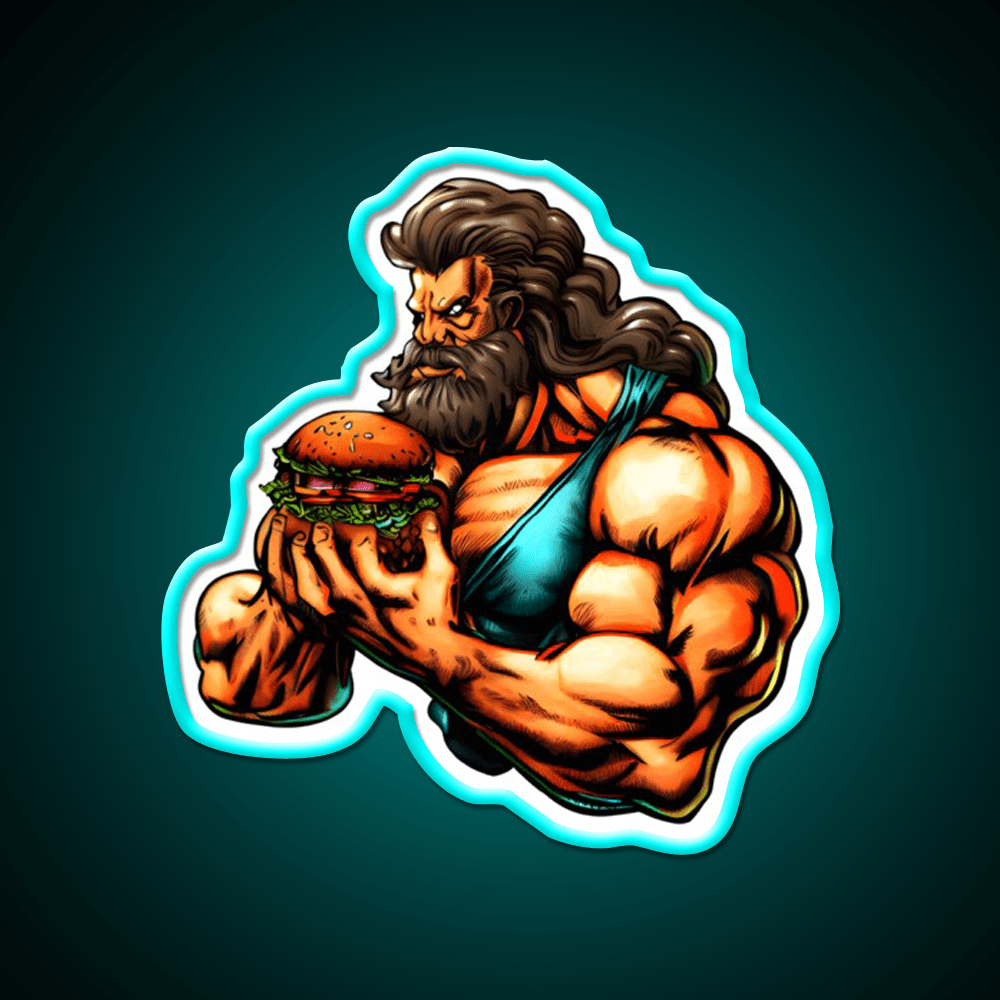 The Strongman Burger Fast Food Led Neon Sign For Burger Place Rgb Color - Shineneon
