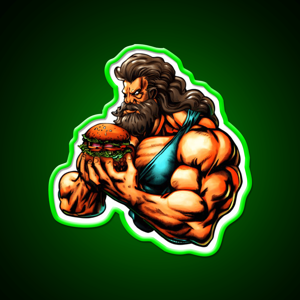 The Strongman Burger Fast Food Led Neon Sign For Burger Place Rgb Color - Shineneon