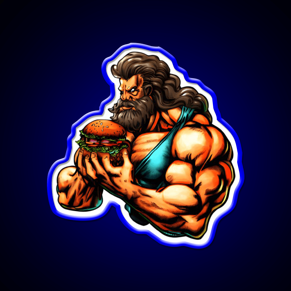 The Strongman Burger Fast Food Led Neon Sign For Burger Place Rgb Color - Shineneon