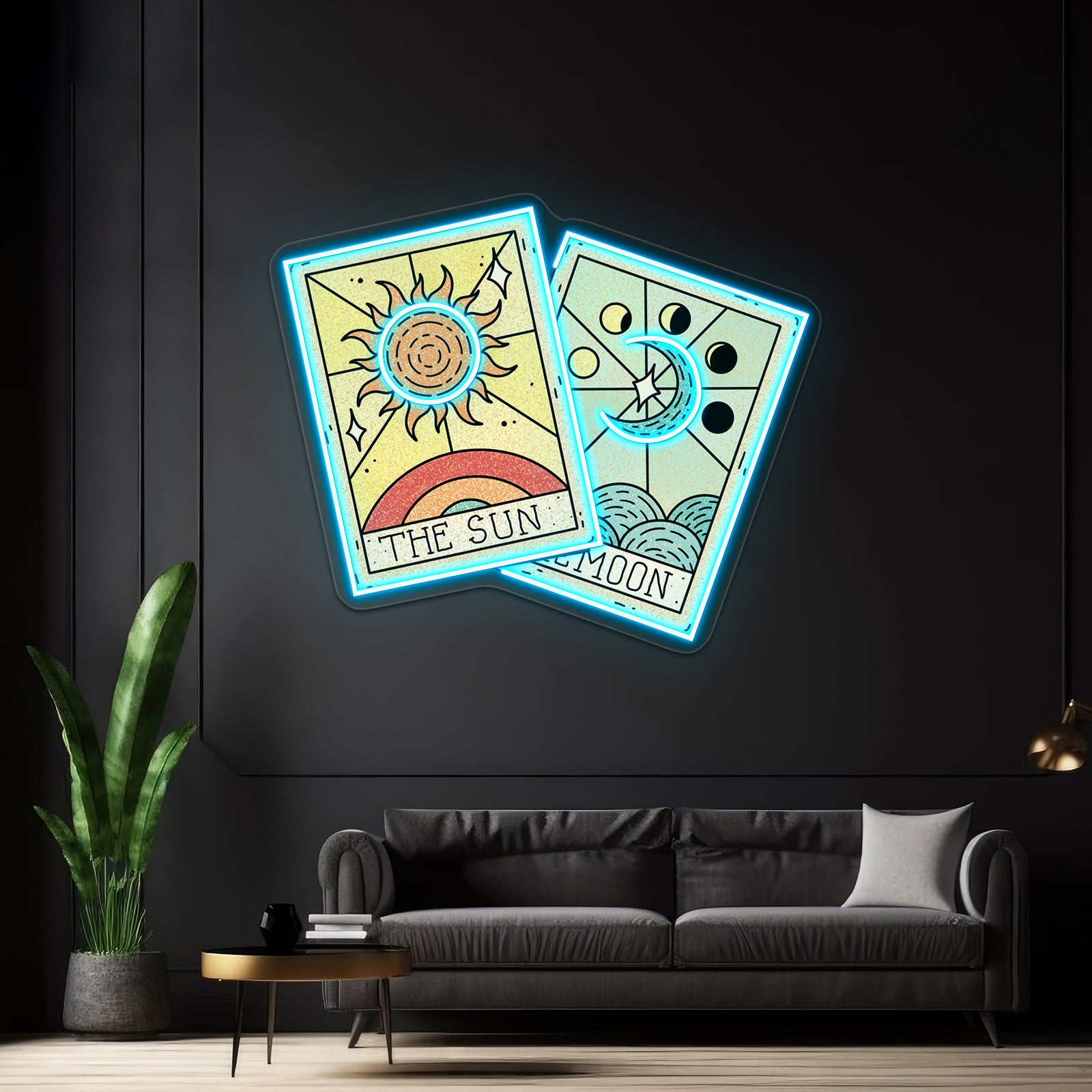 The Sun The Moon Tarot Card Neon Sign Artwork For Wall Art | Shineneon