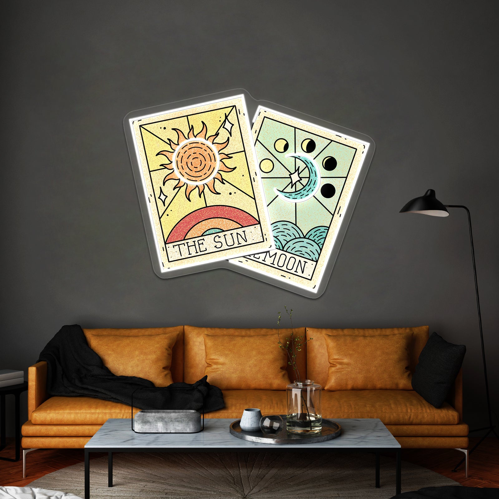 The Sun The Moon Tarot Card Neon Sign Artwork For Wall Art | Shineneon
