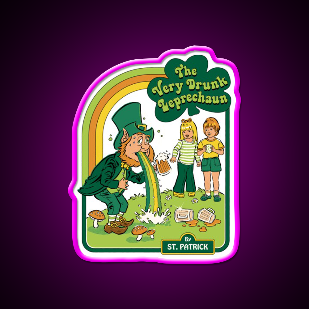 The Very Drunk Leprechaun Beer Bar Decor Led Neon Sign Rgb Color - Neon sign mounted on wall in room