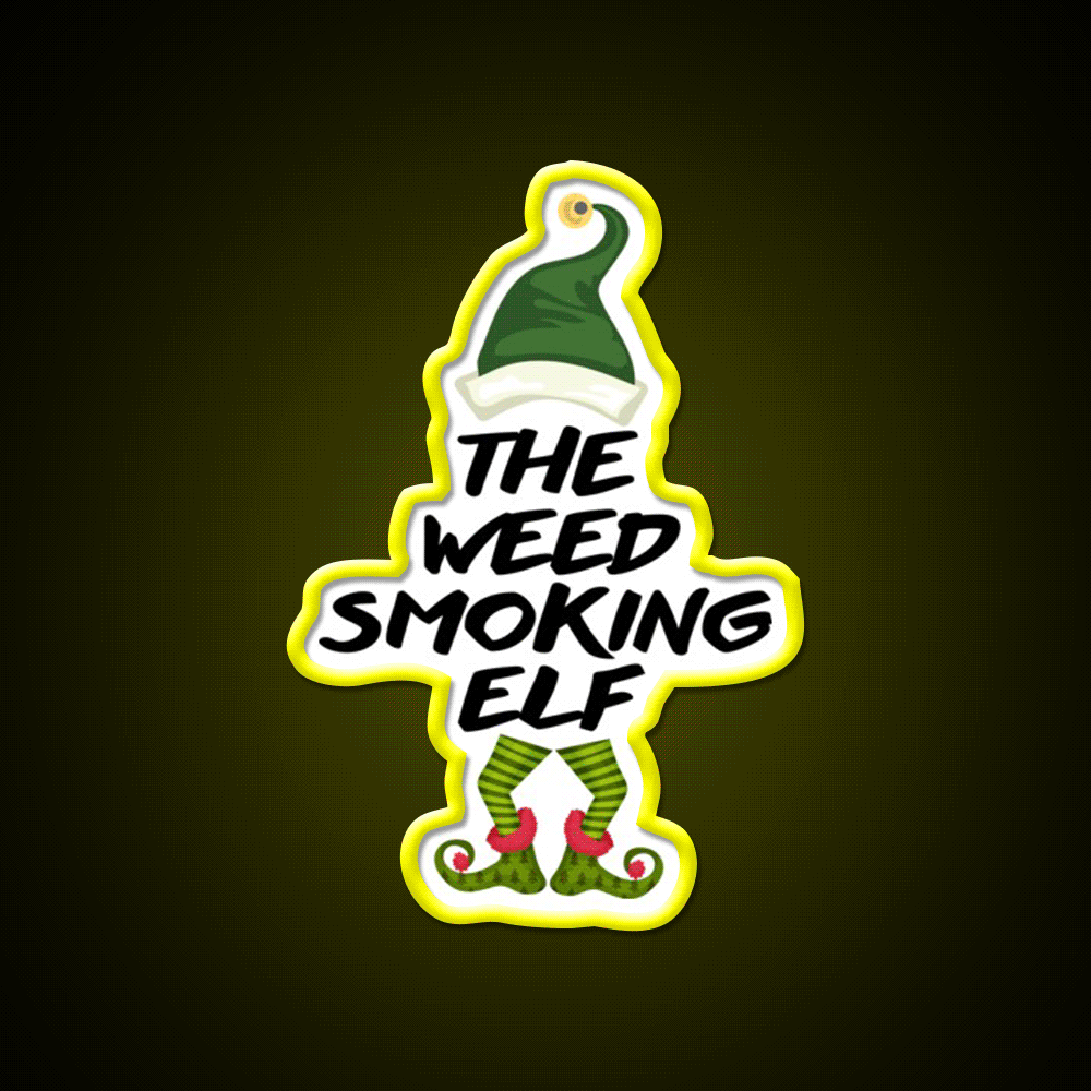 The Weed Elf Hemp Inspired Green Leaf Led Neon Sign Rgb Color - Custom LED neon sign front view