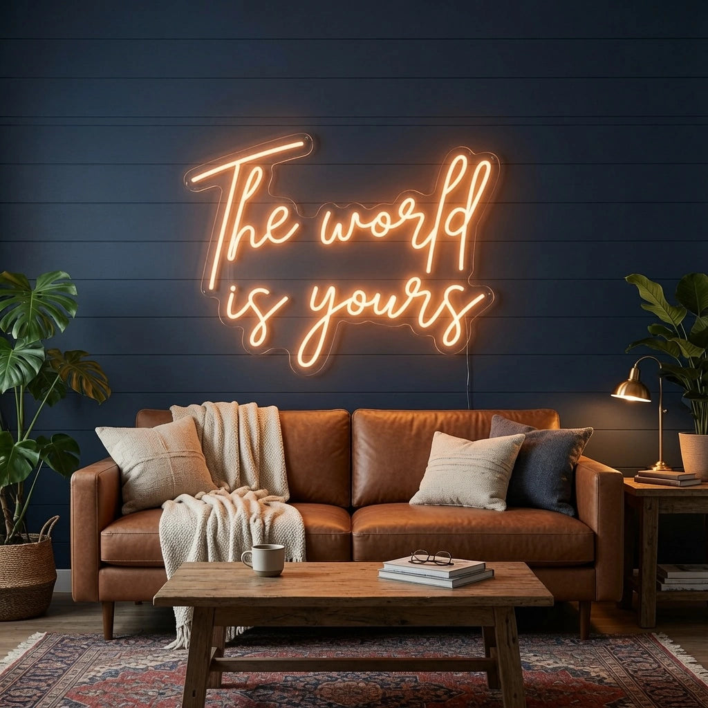 The World Is Yours LED Neon Sign Wall Neon Sign - 03 Real Lifestyle Scene