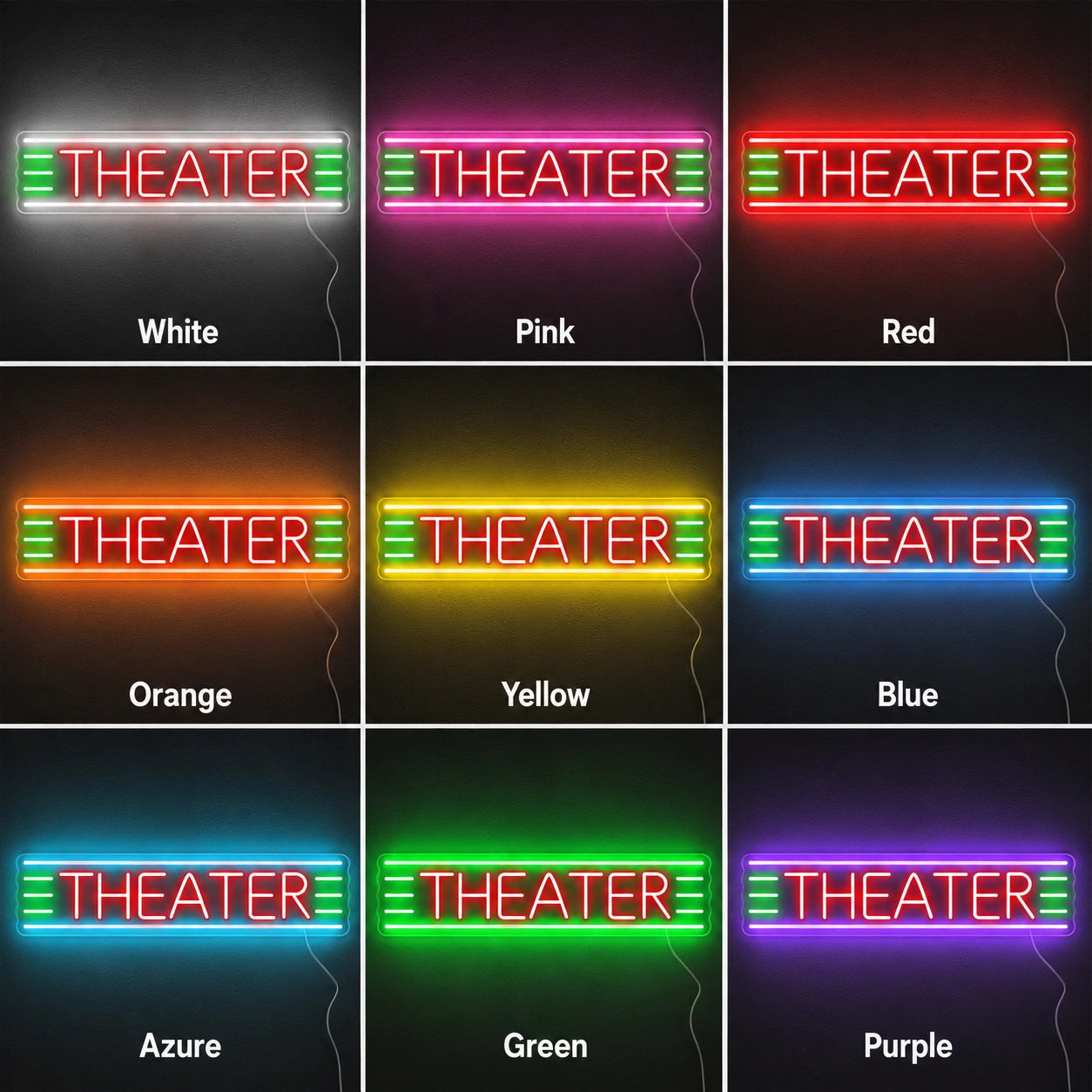 Theater Plant Wall Neon Sign LED Neon Sign color grid
