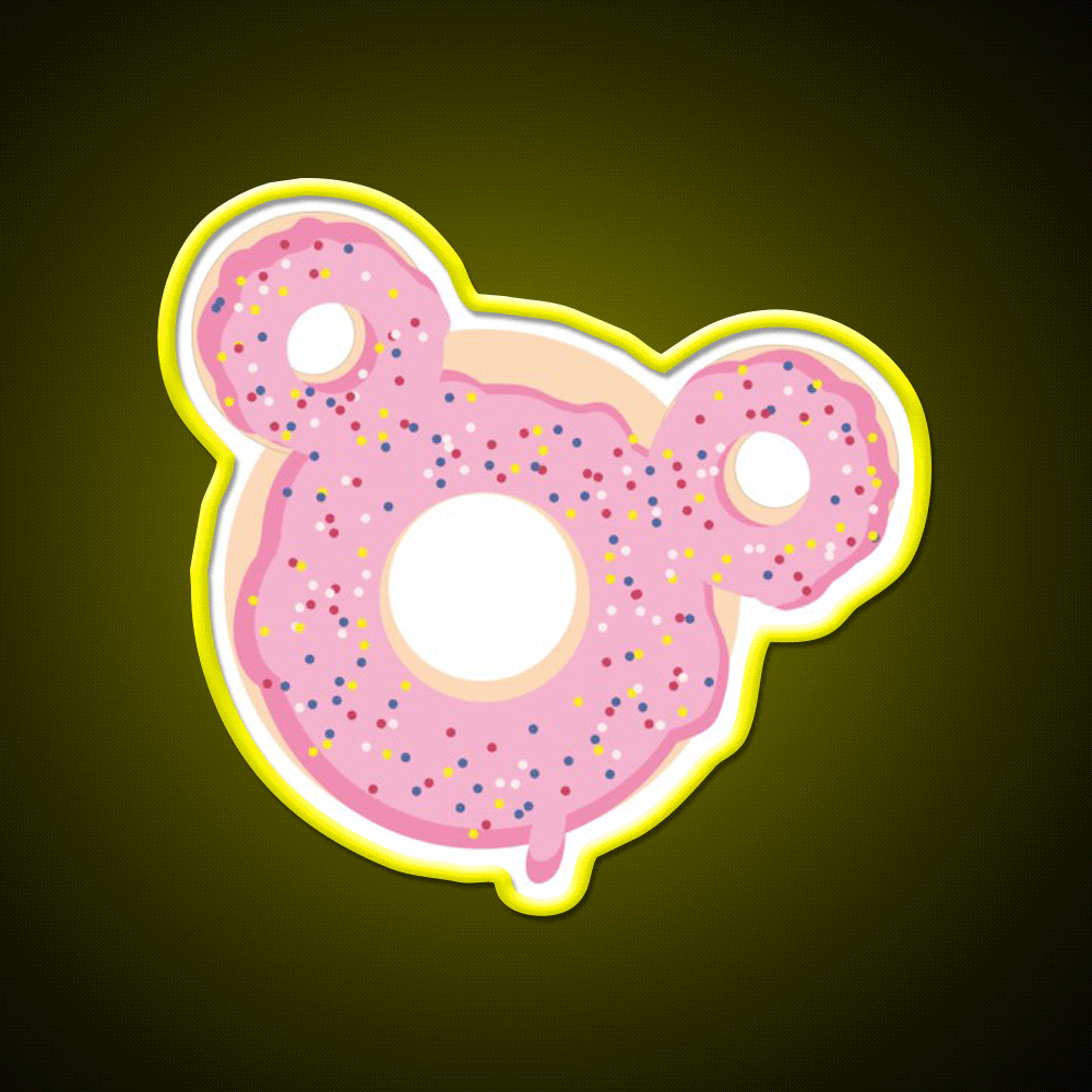 Themepark Donut Pink Sugarcoat Snack Food Led Neon Sign Rgb Color