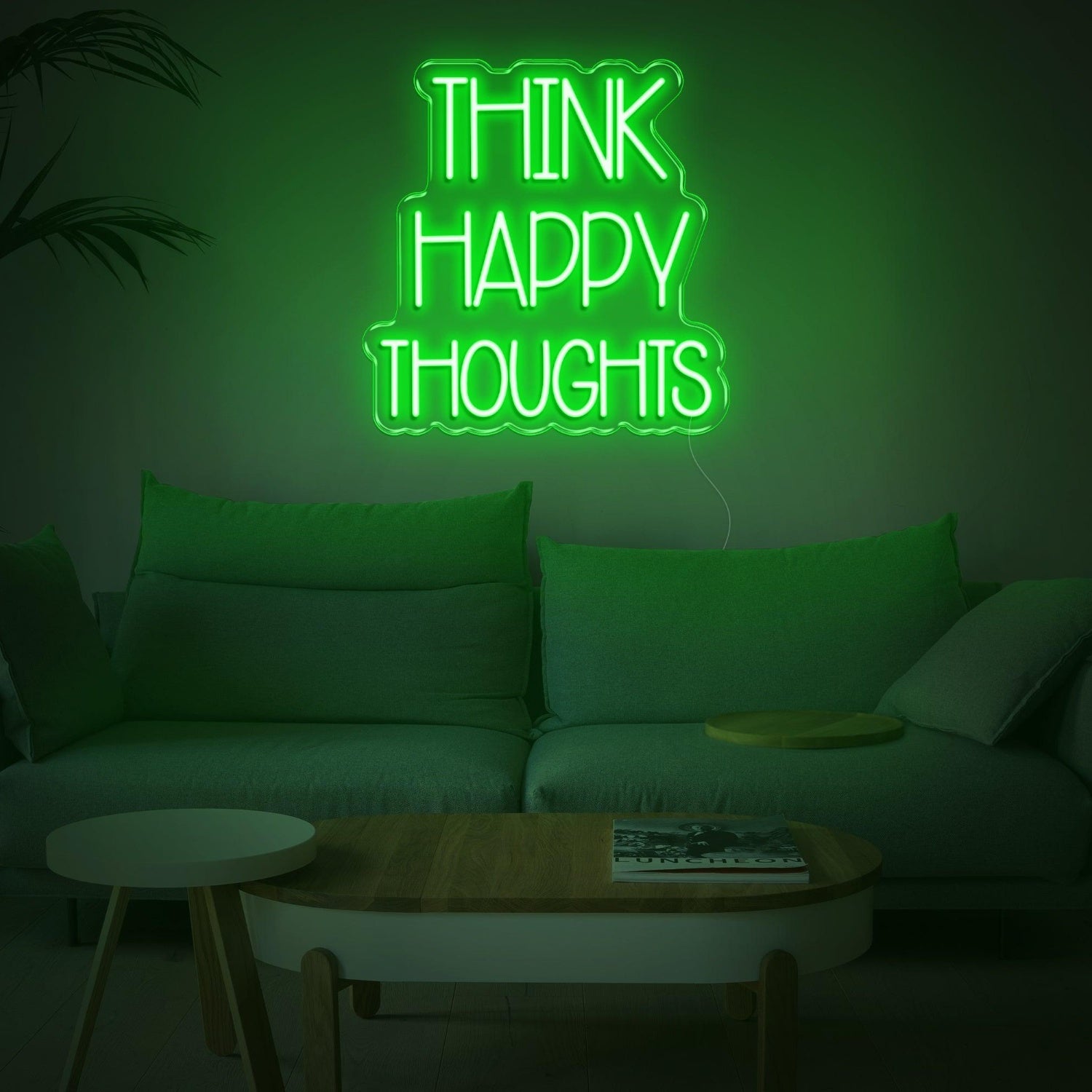 Think Happy Thoughts Blue Led Neon Sign For Cozy Living Room | Shineneon