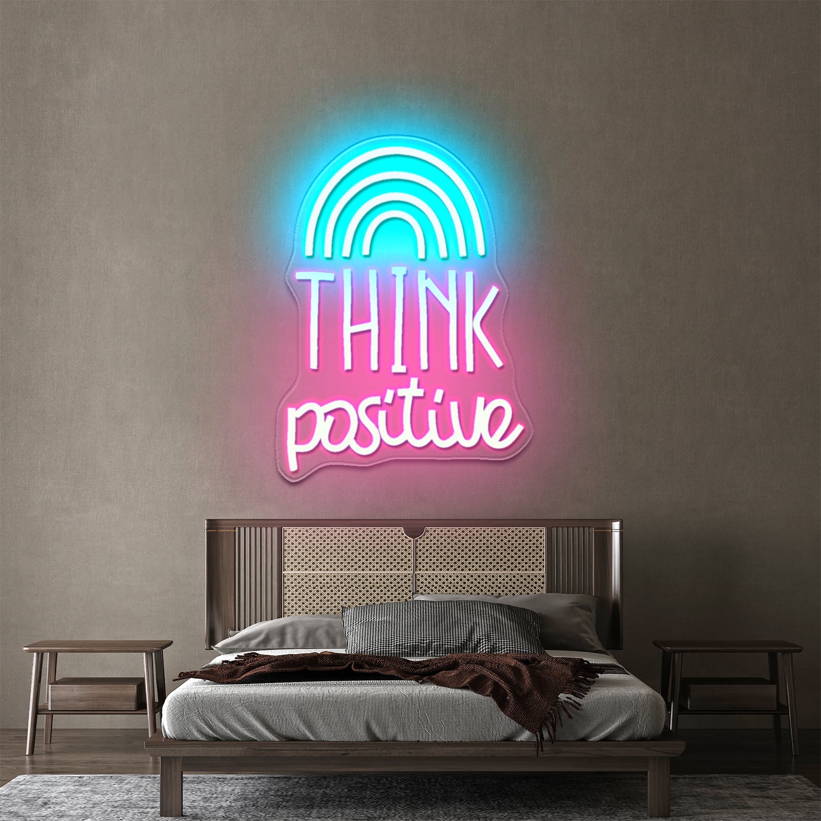 Think Positive Neon Sign Rainbow Neon Sign Wall Decor Big Neon Signs - Shineneon