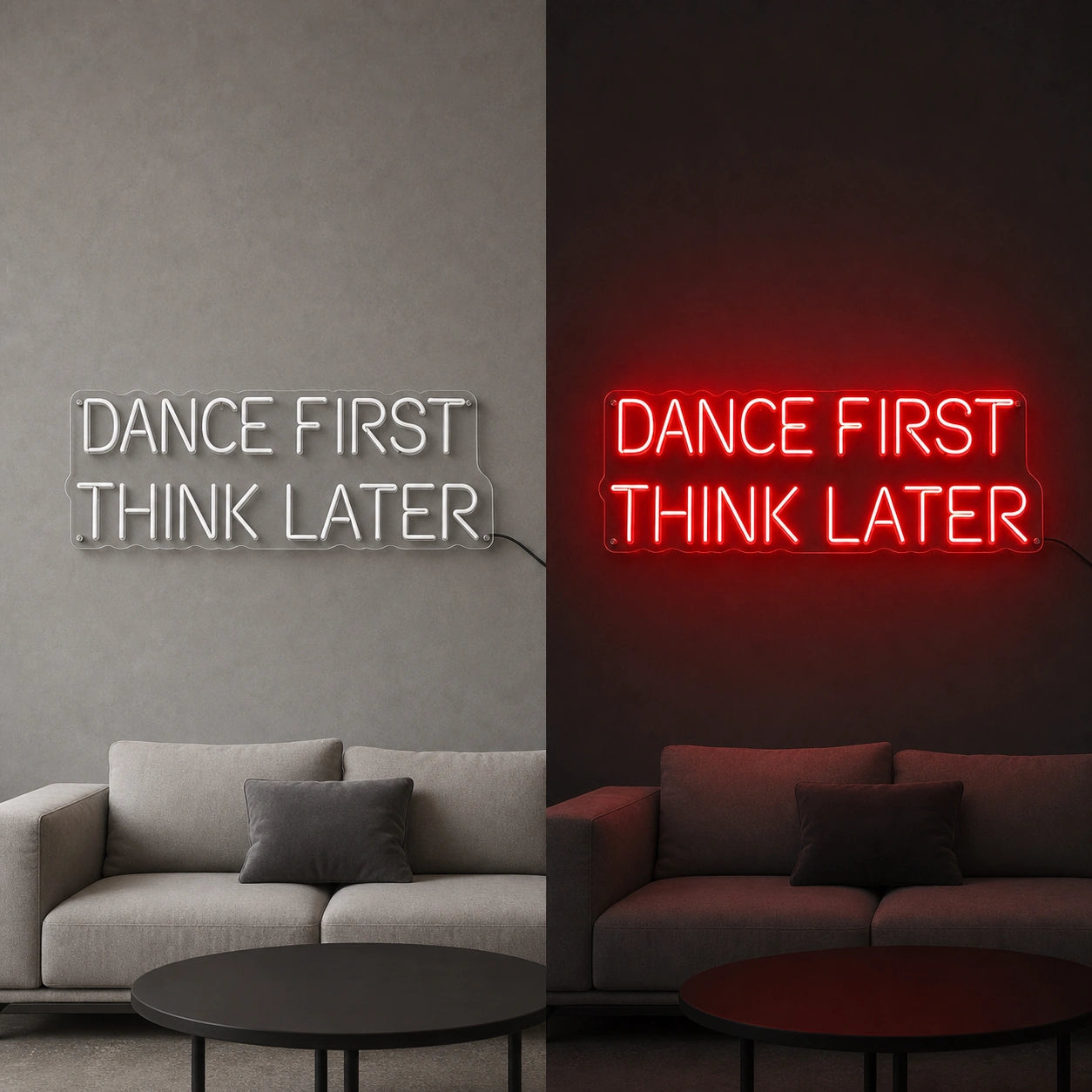 Think View LED Neon Sign day and night comparison