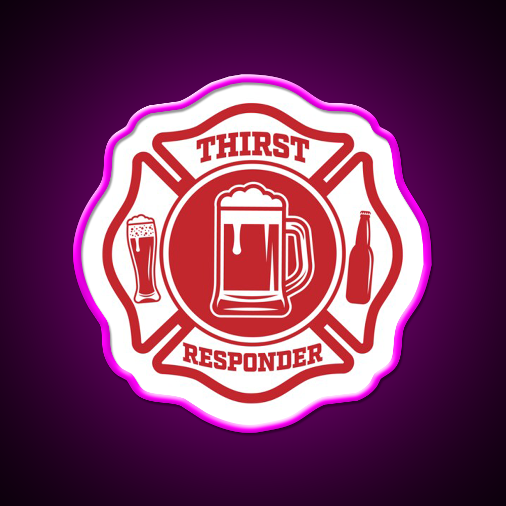 Thirst Responder For Bar Tenders Beer Bar Decor Led Neon Sign Wall Art Rgb Color - Neon sign mounted on wall in room