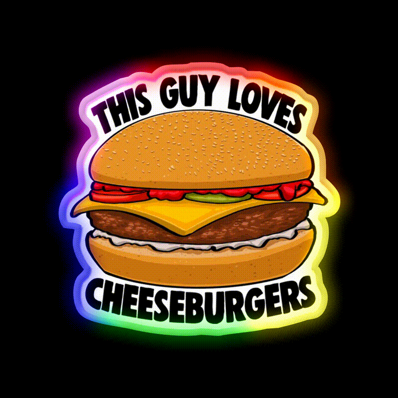 This Guy Loves Cheese Burgers Fast Food Led Neon Sign For Burger Place Rgb Color - LED neon sign close-up detail