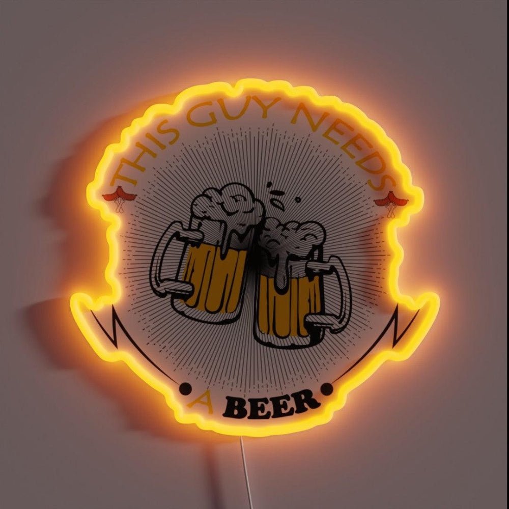 This Guy Needs A Beer Rgb Led Neon Sign - Shineneon
